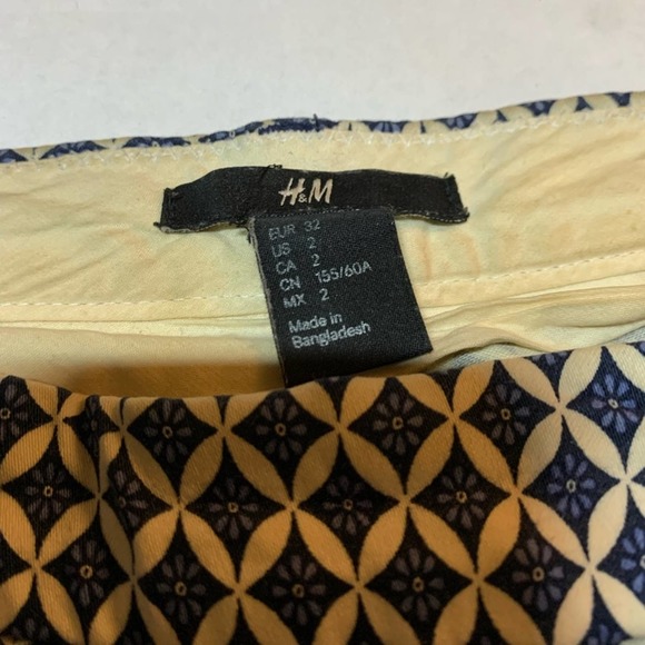 H&M Blue White Printed Pants Size 2 - Picture 5 of 7